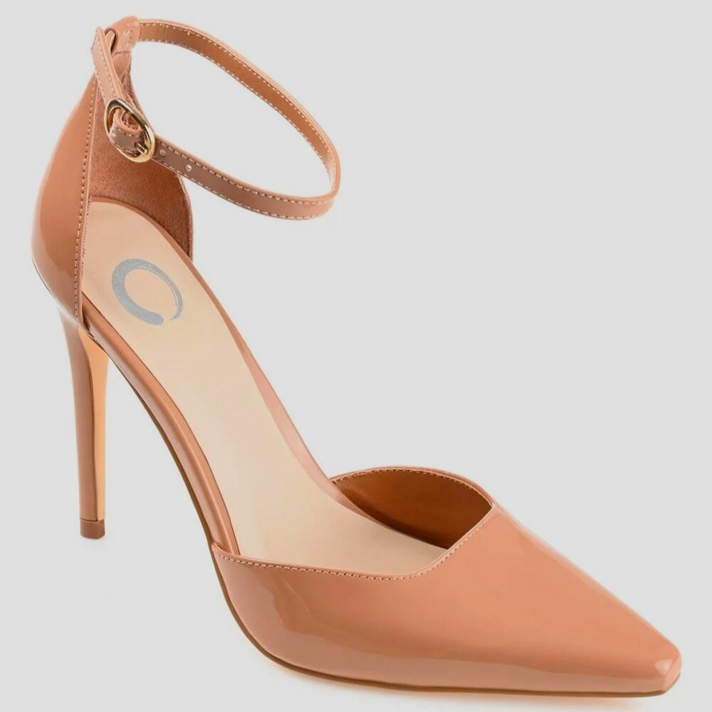 Journee Collection Women Miriem Pointed Toe Ankle Strap Heels Size US 8M Mocha